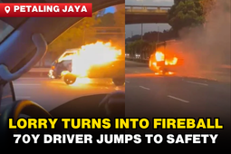 Malaysia: Lorry Turns into Fireball; 70-Year-Old Uncle Jumps Out to Save His Life