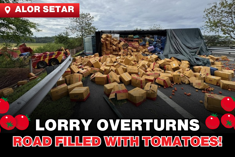 Overturned Lorry Spills Tomatoes, Causes Major Traffic Jam on Highway